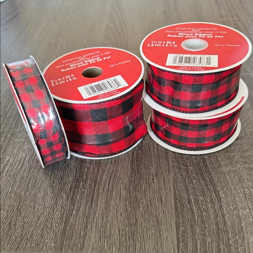 Red and Black Plaid Ribbon Set